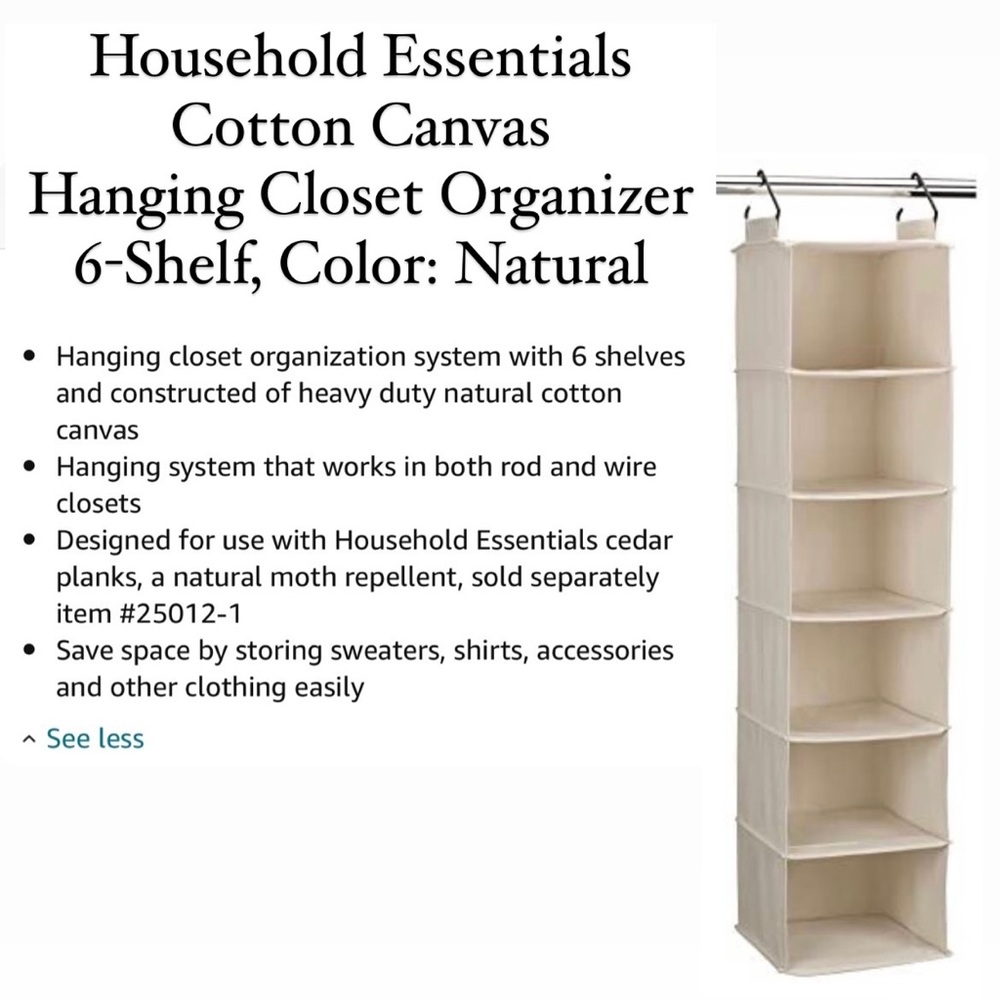 🆕 Hanging Shoe Organizer, Canvas with 6 Shelves
